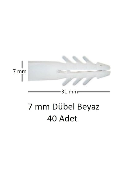 Dübel, 7 Mm Beyaz Dübel, 40 Adet