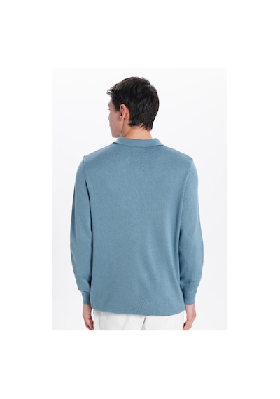 Tudors Erkek Standart Fit Normal Kesim Polo V Yaka İndigo Triko Kazak-32626 İndigo