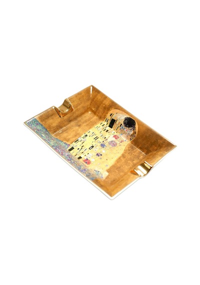 Parmida Gold Şeritli Love Design İkili Porselen Puro Küllüğü - Tr9714