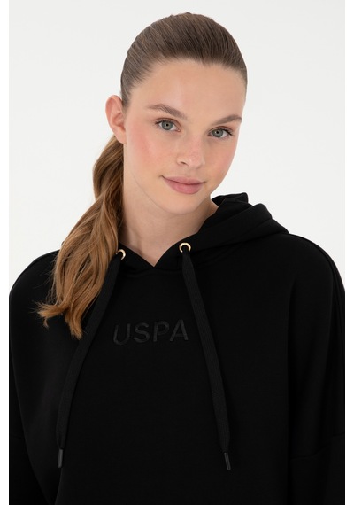 U.S. Polo Assn. Kadın Siyah Kapüşonlu Sweatshirt 50292370-VR046