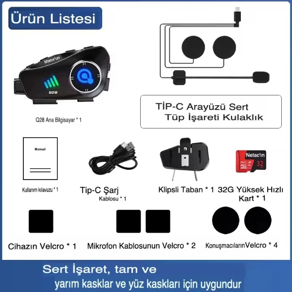 River World Motorsiklet Kaskı İçin Kameralı Kulaklık