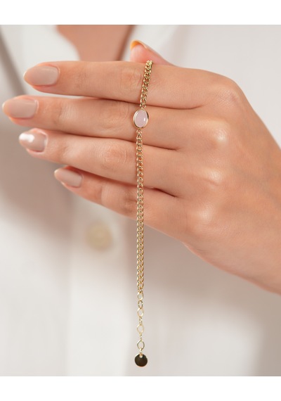 Debora Jewelry 14 Ayar Altın Pembe Kuvars Taşlı Gurmet Bileklik