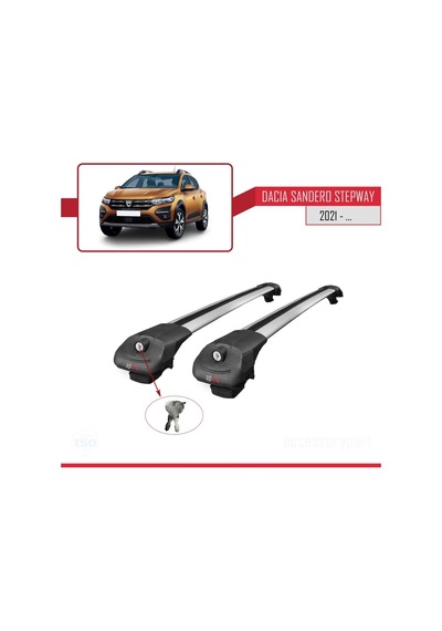 Dacia Sandero Stepway 2021 İle Uyumlu Ace-1 Ara Atkı Tavan Barı Gri