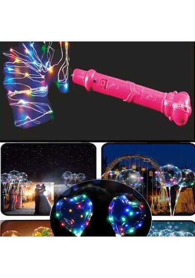 Led Işık Rengarenk Balon Ve Dekorasyon İçin Pembe Asalı Pk:1 +3