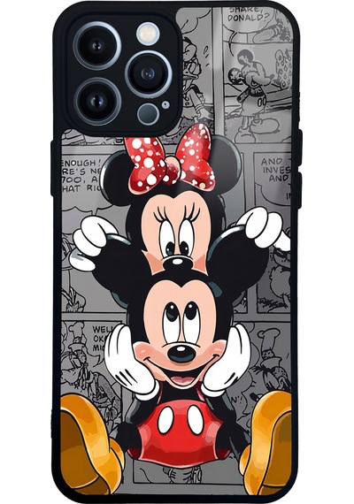 Apple Uyumlu iPhone 13 Pro Max Micky And Minnie Tasarımlı Glossy Telefon Kılıfı Çok Renkli
