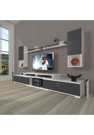 Decoraktiv Flex 5da130 Mdf Gold Tv Ünitesi Tv Sehpası Beyaz - Antrasit