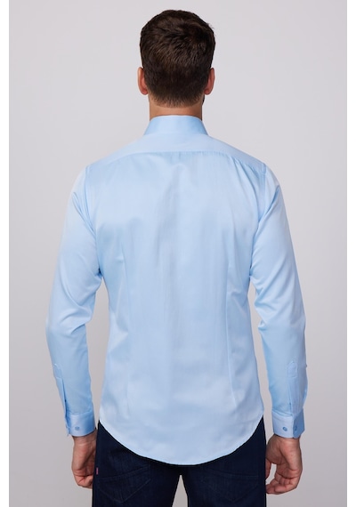 Tudors Slim Fit Pamuklu Düz Erkek Mavi Gömlek-28021-mavi Mavi
