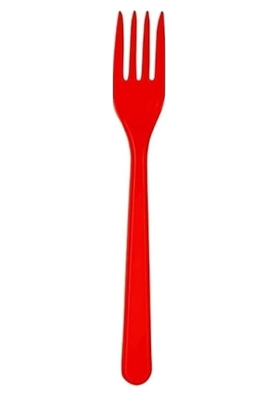 Plastik Çatal Kırmızı Çatal 25 Adet Kullan At Çatal