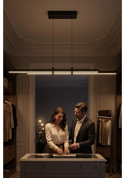 Cosmo 2 Silver Lineer Led Sarkıt Avize Kumandalı Dim Edilebilir Aşağı Işık Sarı Işık