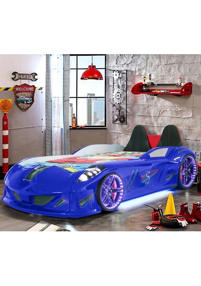 Arabalı Yatak, Jaguar Koltuklu Full Ledli Arabalı Yatak - Mavi 1 Adet Comfort Yatak Arabalı Yatak, Jaguar Koltuklu Full Ledli Arabalı Yatak - Mavi 1 Adet Comfort Yatak