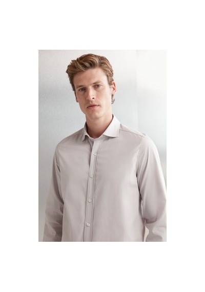 5in1Canpolat Açık Gri Slim Fit Erkek Gömlek: %100 Pamuklu Rahat Tasarım 750