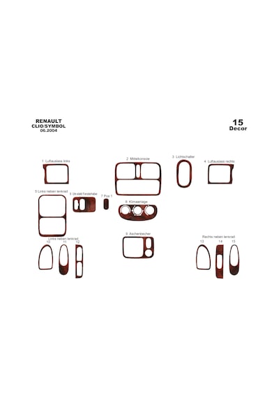 Renault Clio Symbol Torpido Kaplama 2004-2008 15 Parça Maun