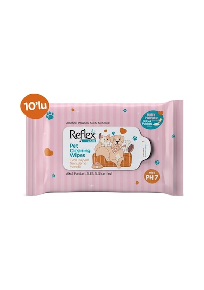 Reflex Care Evcil Hayvanlar İçin Çok Amaçlı Hijyenik Temizleme Mendili 10'lu
