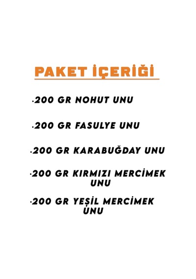 1 Kg Fit Yaşam Glutensiz Un Paketi Karabuğday Nohut Fasulye Kırmızı Yeşil Mercimek Unu