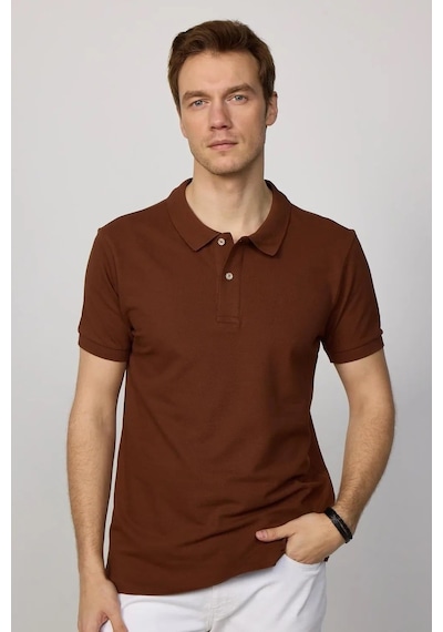 Tudors Erkek 5'li Paket Siyah-yeşil-kahverengi-mavi-vizon Slim Fit Dar Kesim Pamuklu Düz Pike Polo Yaka Tişört-51194 Çok Renkli