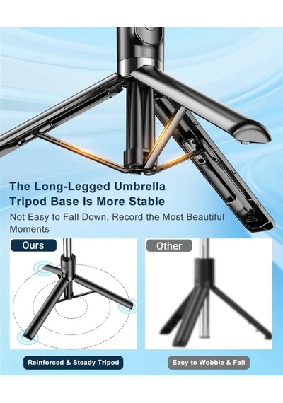 Apple Uyumlu iPhone  15 Pro  R1s-l Mini Led Fill Light Tripod Selfie Stick 3 İn 1