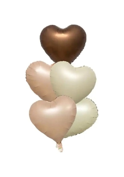 Retro Balon Krem, Bej Ve Karamel Kalp Balon Retro Balon Kahve T