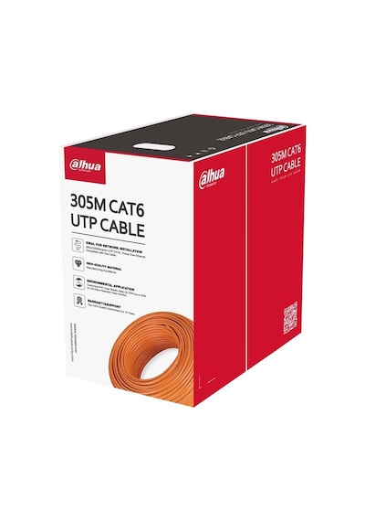 Dahua Pfm922ı-6un-c 305 Metre U/utp 23awg Cca Turuncu Renk Cat6 Kablo Diğer