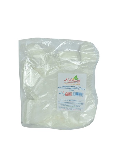 Şeffaf Poşet Eldiven Tek Kullanımlık Plast Eldiveni L 100 Lü Paket
