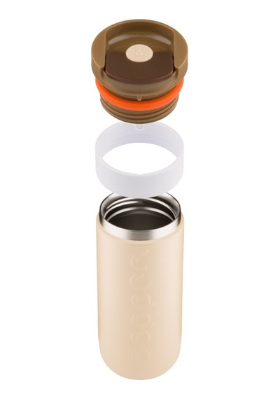 Dopper Travel Mug Yalıtımlı Termos Bardak 400 Ml - Toprak Kahvesi Açık Kahve / Beyaz