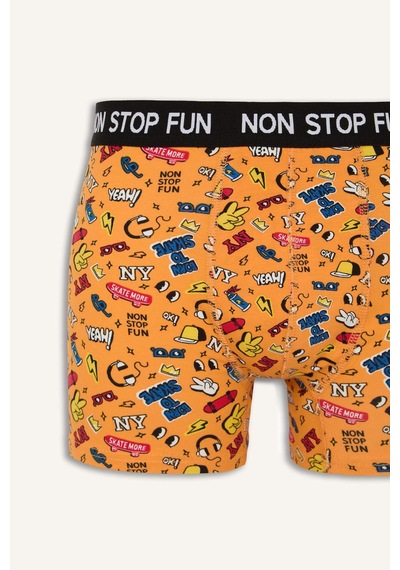 Defacto Pamuklu Regular Fıt Desenli 3lü Boxer B4782ax26auyl157 Sarı-yl157