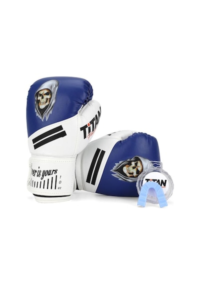 Titan Sport Mavi Beyaz Hayalet Kurukafa Desenli Boks Eldiveni 2'li Set Çok Renkli