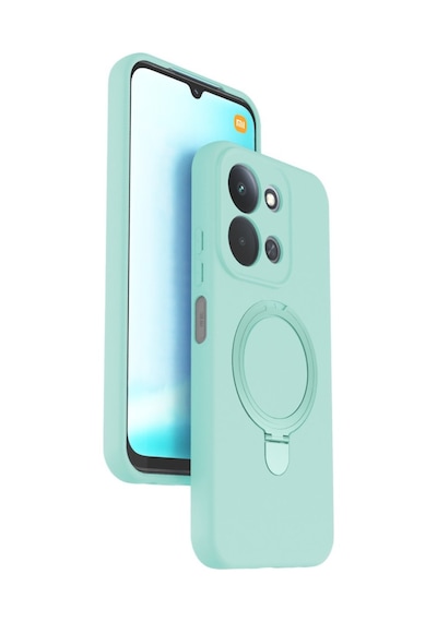 Xiaomi Redmi 15c 4g Kılıf M-safe Şarj Uyumlu Silikon Standlı Regal Kapak Su Yeşili