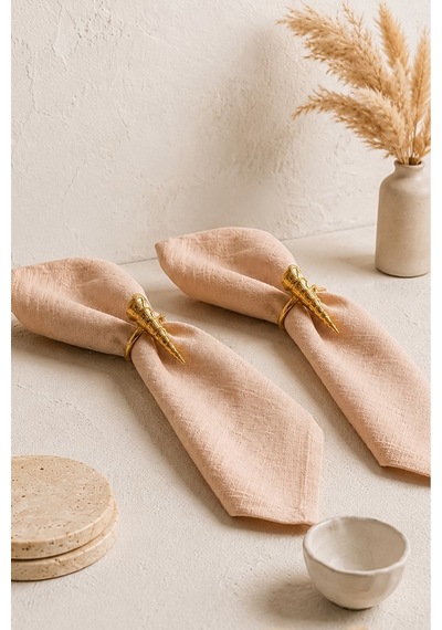 2'li Deniz Yıldızı Metal Gold Peçete Yüzüğü-napkin Ring Peçete Tutucu Gold