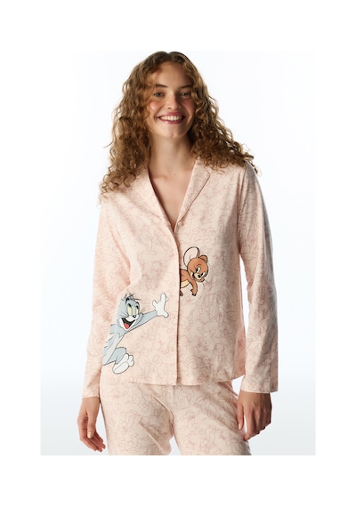 Penti Açık Pembe Tom&jerry Uzun Kollu Gömlek Pantolon Pijama Takımı Soft Pınk