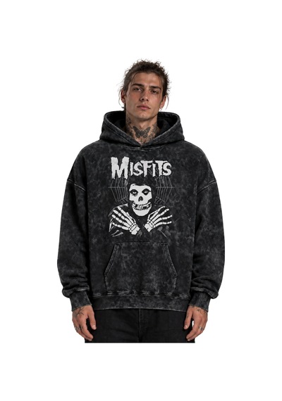 Sevbano Misfits Rock Metal Müzik Grubu Baskılı Unisex Oversize Yıkamalı H Siyah