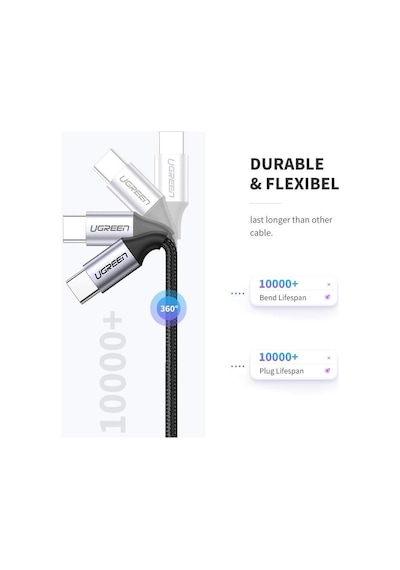 Ugreen Type-C to Type-C 3A 60W Hızlı Data ve Şarj Kablosu 2 Metre