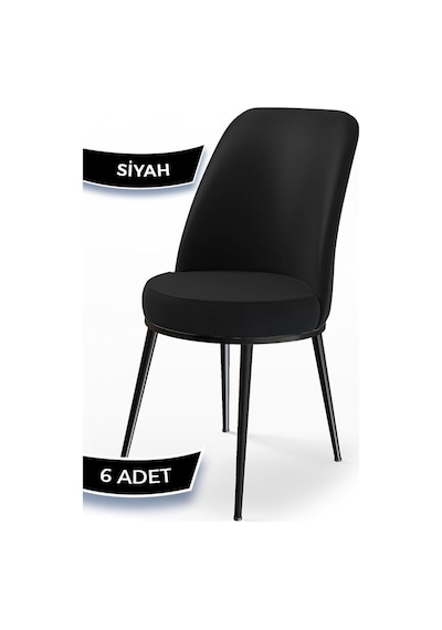 Canisa Concept Dexa Serisi Siyah Renk 6 Adet Sandalye, Renk Siyah, Ayaklar Siyah Siyah