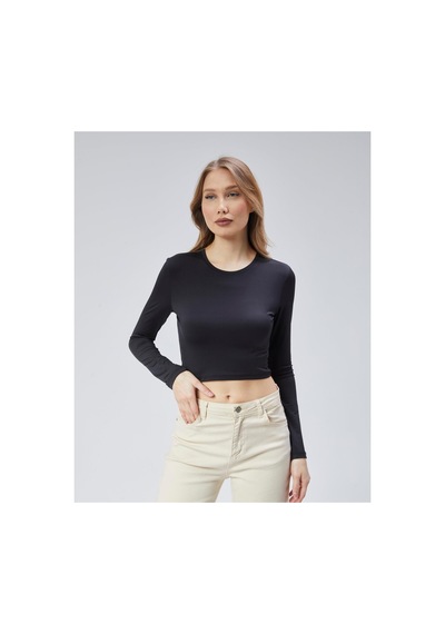 Virago 2'li Soft Touch Yuvarlak Yaka Crop Uzun Kol Bluz/body Siyah - 687153485 Siyah - 687153485 Siyah