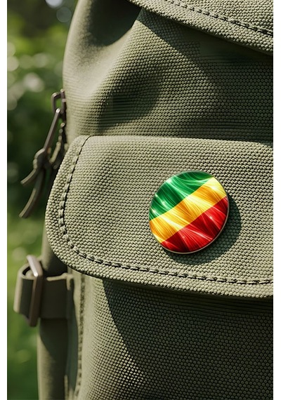 Kongo Cumhuriyet Republic Of The Congo Abstract Ülke Bayraklı Buton Rozet - 44 MM 5 Adet Çok Renkli