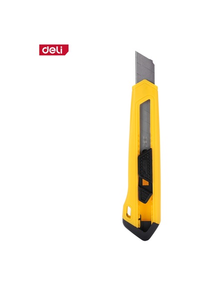 Delı Profesyonel Plastik Gövdeli Kırılabilir Maket Bıçağı 18mm Sk5 Sarı Kendinden Kilitli
