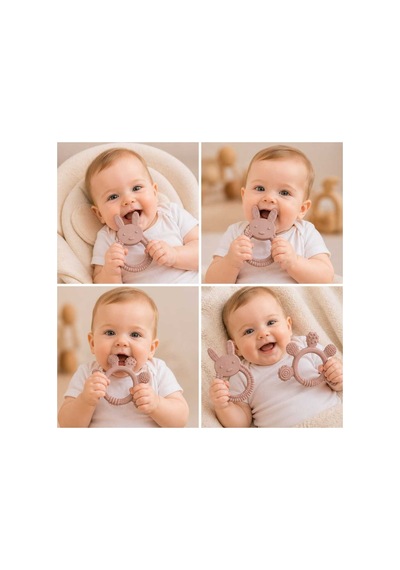Bebek Diş Kaşıyıcı Kolay Tutuş, Güvenli Kullanım Bej