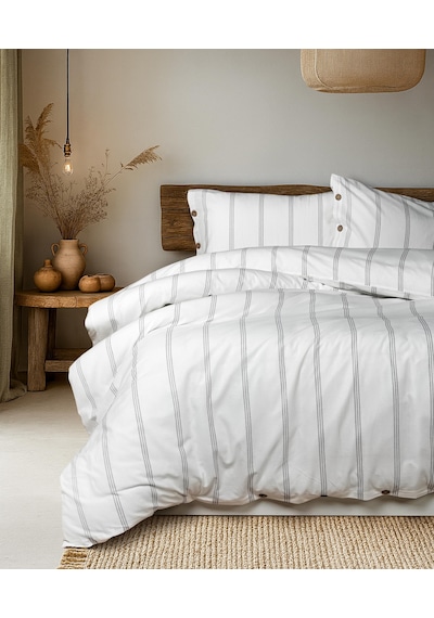 Cotton Collection Çift Kişilik Çizgili Nevresim Seti Seroya Renkli