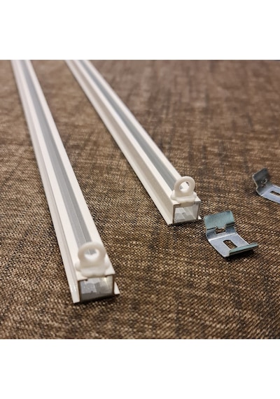 Tek Kanallı Beyaz Alüminyum Ray (Tekli Korniş) + Metal Portray (546633403)