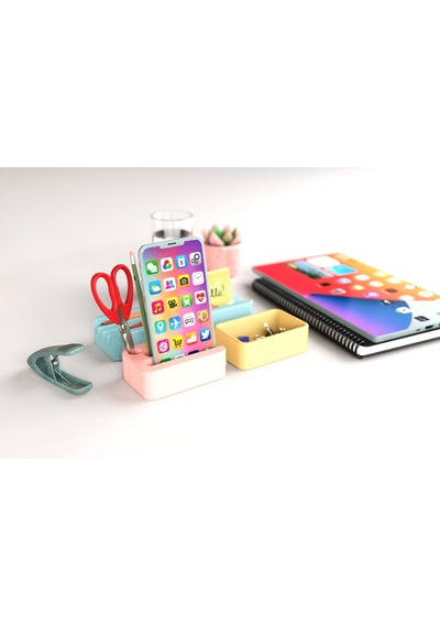 Idy Arc - Desk Organizer Mıknatıslı Çok Bölmeli Masaüstü Düzenleyici Ve Telefon Standı Çok Renkli