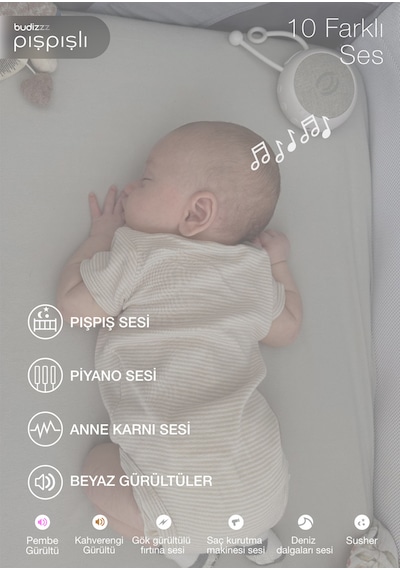 Budizzz Beyaz Gürültü Cihazı Bebek Uyku Arkadaşı