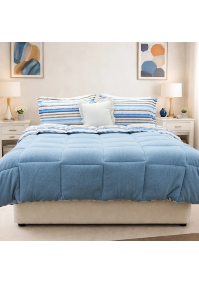 Sherpa Comforter Çift Kişilik Uyku Seti - Mavi
