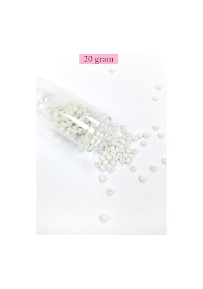 Dökme Cam Kum Boncuk Büyük Boy 6/0 4 Mm - 20 Gram - Beyaz - Bnc075