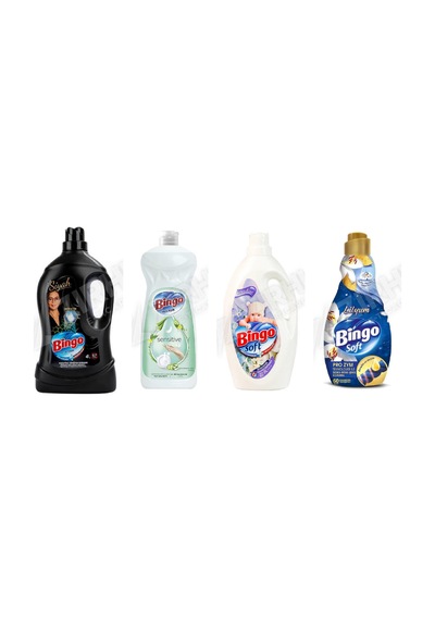Bingo Siyahlar İçin Sıvı Det. 4l + Sıvı Bulaşık Deterjanı 1500 Ml + Soft 3lt + Soft Yumuşatıcı 1440 Ml 4'lü Set Diğer