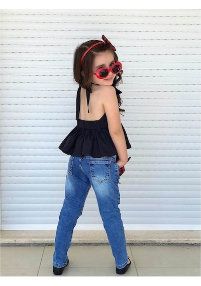 Quzucuk Kids Kız Çocuk Ekose Detaylı Pantolonlu Takım Çok Renkli