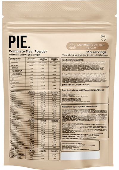 Pıe. Proteinli Öğün Tozu /vücut Ağırlığının Kontrolü İçin Diyetin Yerini Alan Gıda / Peach