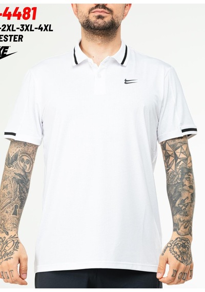 Nike Ef-4481 Erkek Battal Polyester Mesh Polo Yaka T-shirt Beyaz