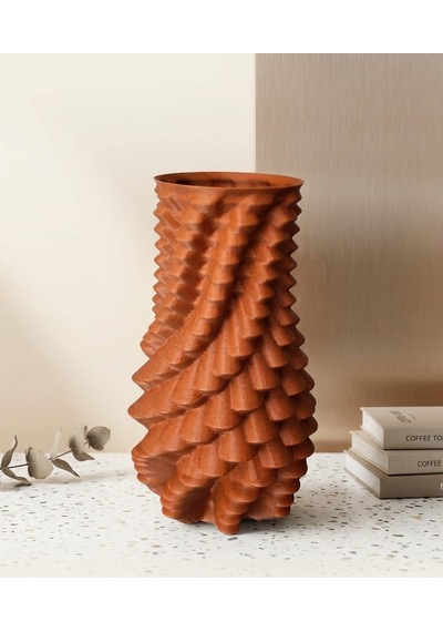 3d Vazo Özel Tasarım Burgu Model Eskitme - Kahverengi