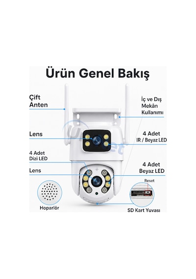 Uninet 6mp Çift Lensli Wifi Döner Başlıklı Ptz Güvenlik Kamerası Insan Takibi, Gece Görüşü, Çift Yönlü Ses Ve Nvr Desteği