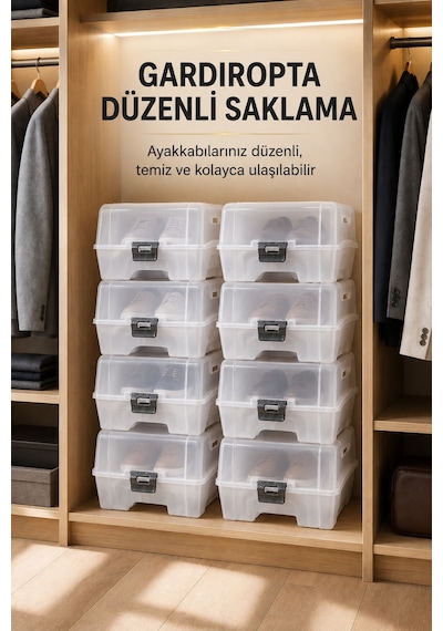 10 Adet Erkek Ayakkabı Kutusu Şeffaf Ayakkabı Saklama Kutusu Saydam