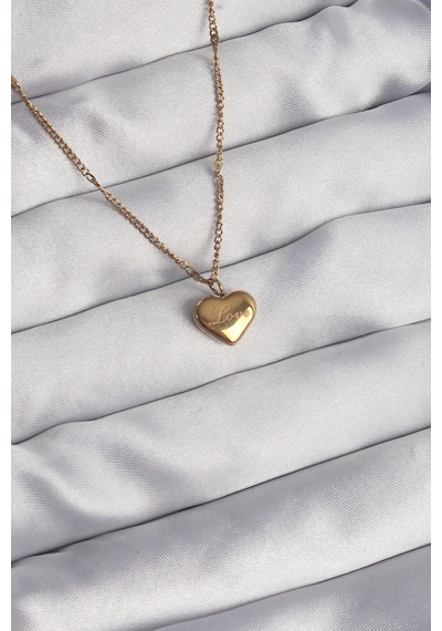316l Çelik Gold Renk Kalp Model Love Kolye - Lisinya Altın